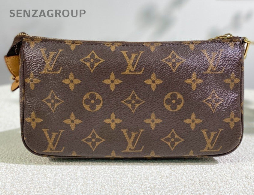 Louis Vuitton Monogram Pochette Accessories Shoulder Handbag Women Brown