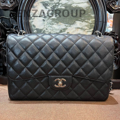Chanel Black Silver CF Jumbo Chain Shoulder Crossbody Bag