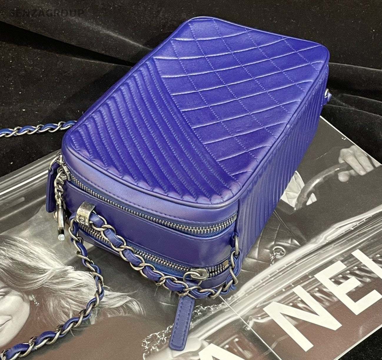 Chanel Camera Case MM Chain Crossbody Purple Silver Used Women Classic