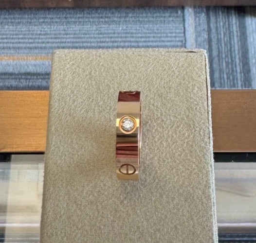 Cartier Love Classic Band Ring 18k Rose Gold with 3 Diamonds EU59/US8.75