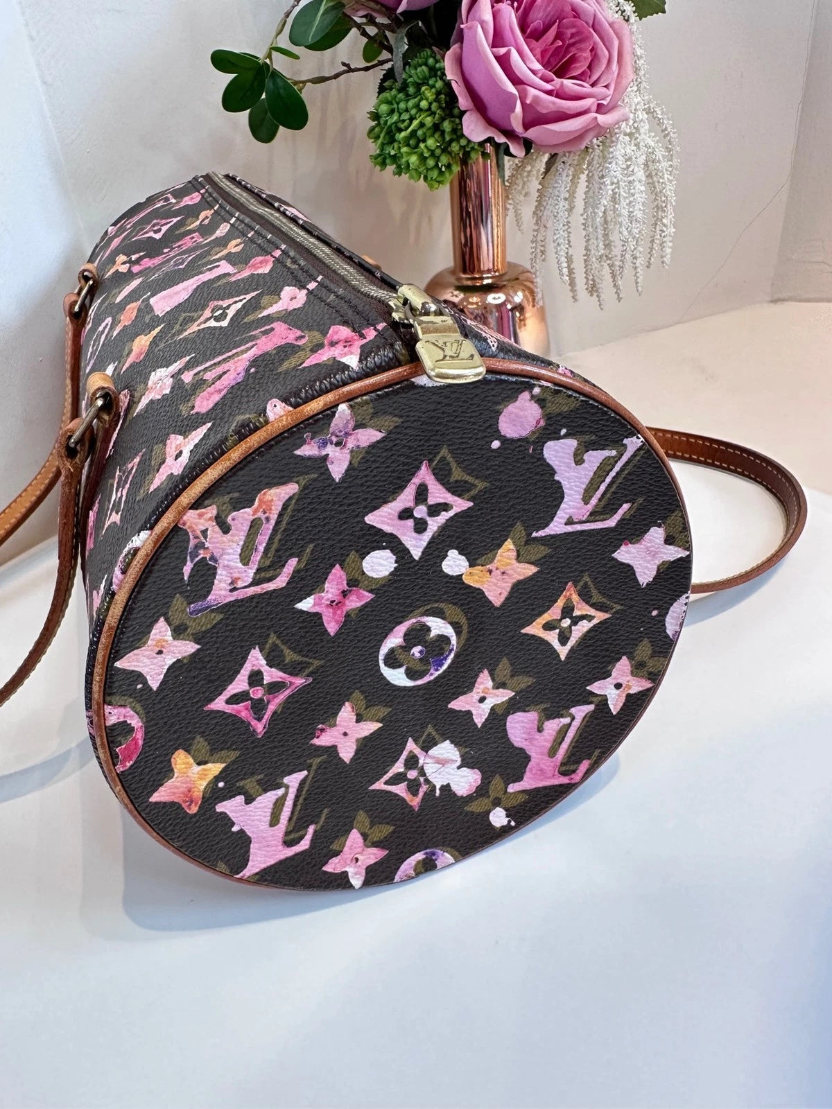 Authentic Louis Vuitton Canvas Limited Vintage Watercolor Bucket Women
