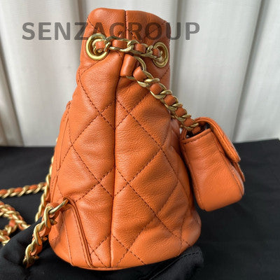 Chanel Quilted Small Orange Chain Backpack Classic Fashion Women