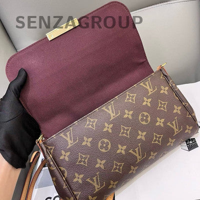Louis Vuitton Monogram Favorite MM Chain Shoulder Crossbody Bag Brown Gold