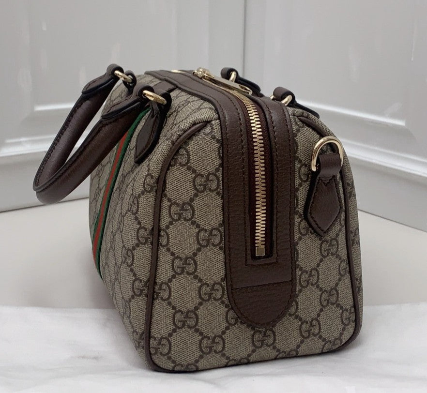 Gucci Boston Ophidia Top Handle Crossbody Brown Gold Used Women Classic