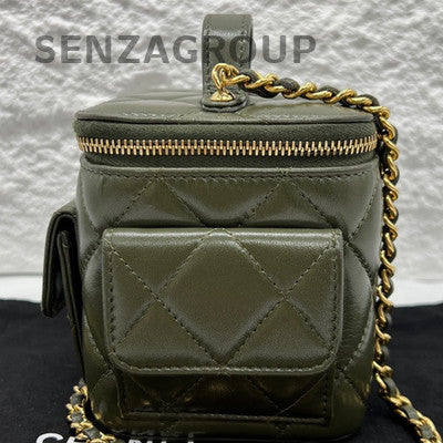 Chanel 22K Duma Mini Cargo Olive Green Box Chain Crossbody Bag Women Classic