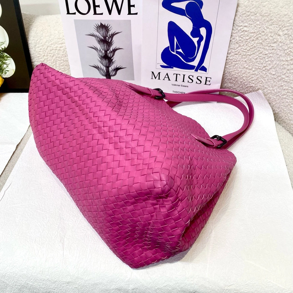 Bottega Veneta Pink Woven Tote Handbag For Women