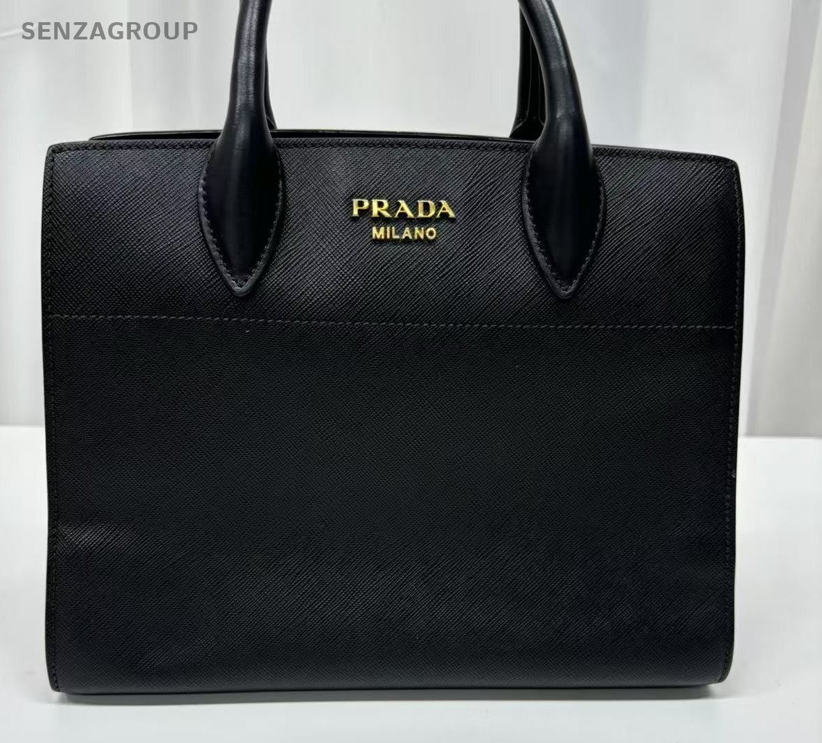 PRADA SAFFIANO Black gold Shoulder handbag