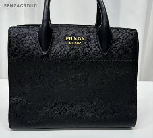 PRADA SAFFIANO Black gold Shoulder handbag