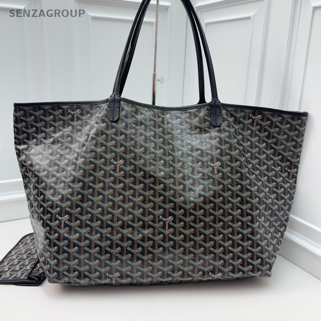 GOYARD Saint Louis Monogram Canvas Tote Shoulder Bag Women Black