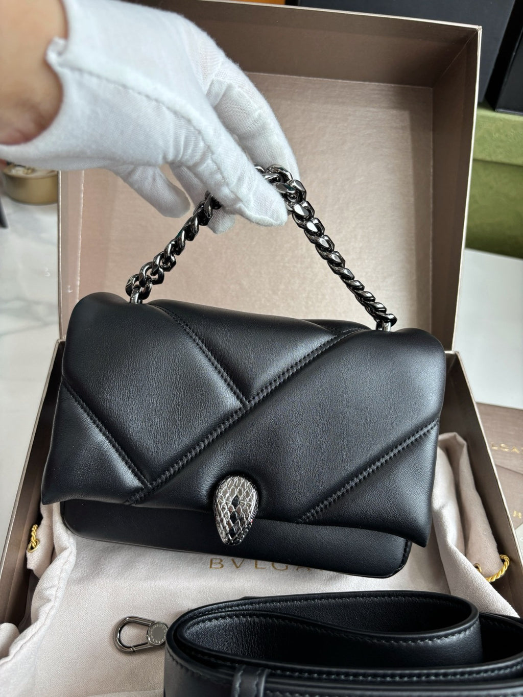 Bvlgari Serpenti Cabochon Shoulder bag Chain Strap Almost Brand NEW Women