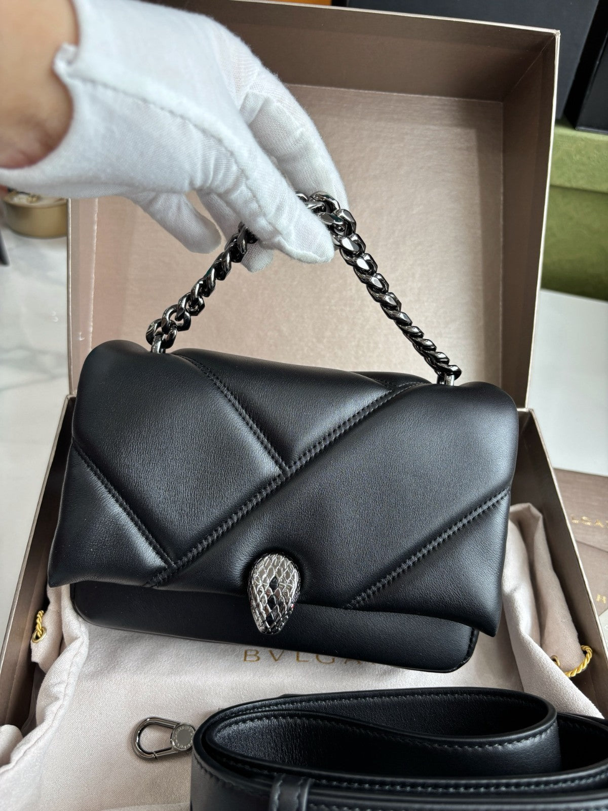 Bvlgari Serpenti Cabochon Shoulder bag Chain Strap Almost Brand NEW Women