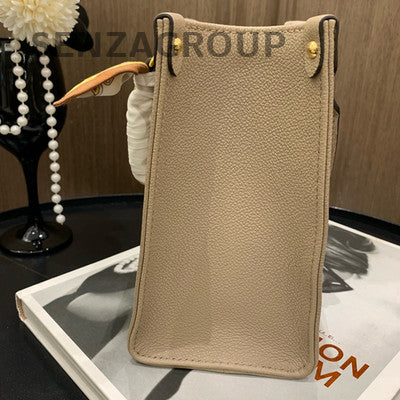 Louis Vuitton OntheGo Small Tote Bag Grey Gold Monogram Women Classic