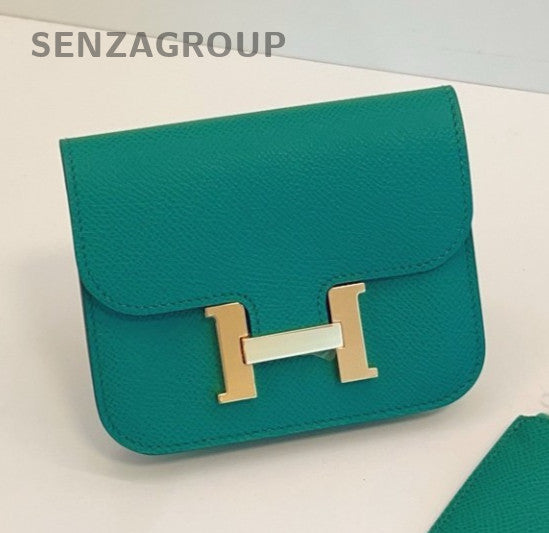 Hermes Constance Slim Purse Epsom Leather Green Almost Brand NEW Women