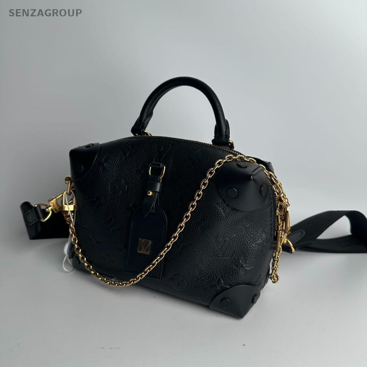 SJ0001 LV soft trunk black leather