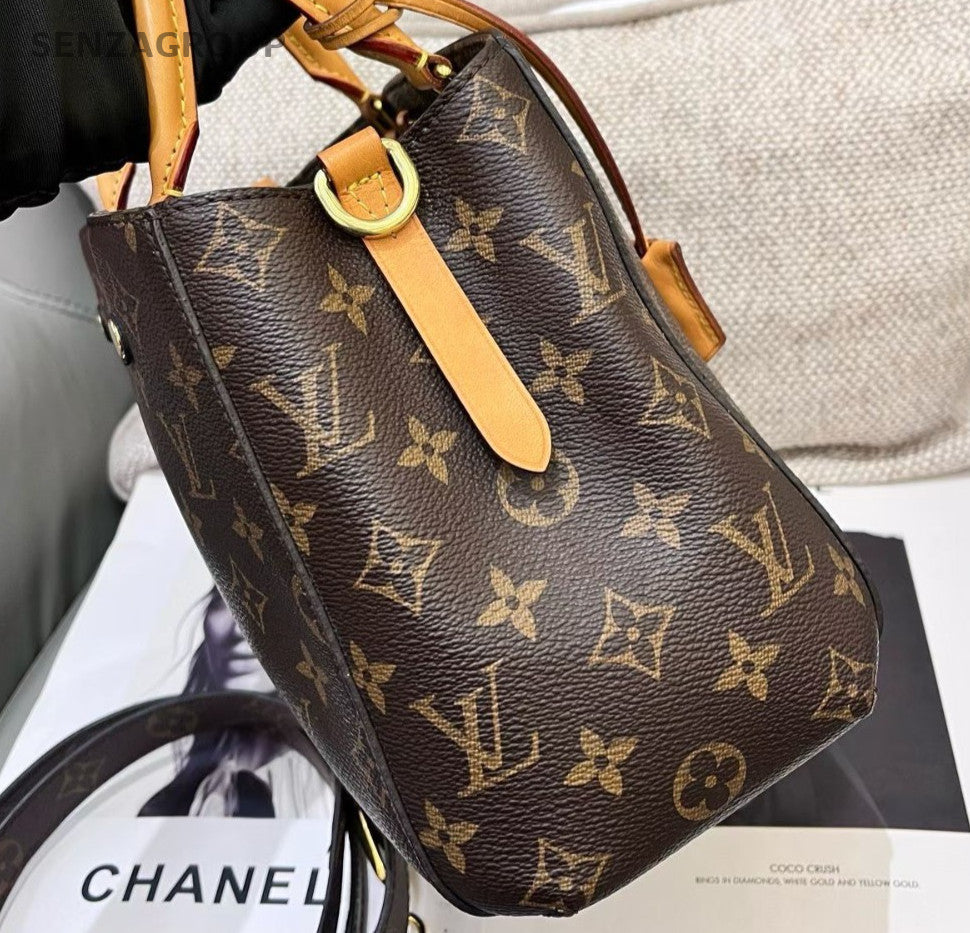 Louis Vuitton Montaigne BB Monogram Top Handle Bag Crossbody Brown Women Classic