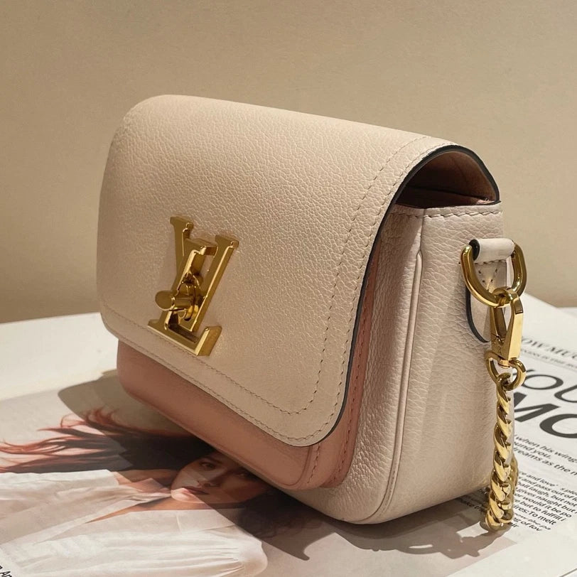 Chip Version Louis Vuitton Lockme Tender Chain Shoulder Bag Crossbody White Pink
