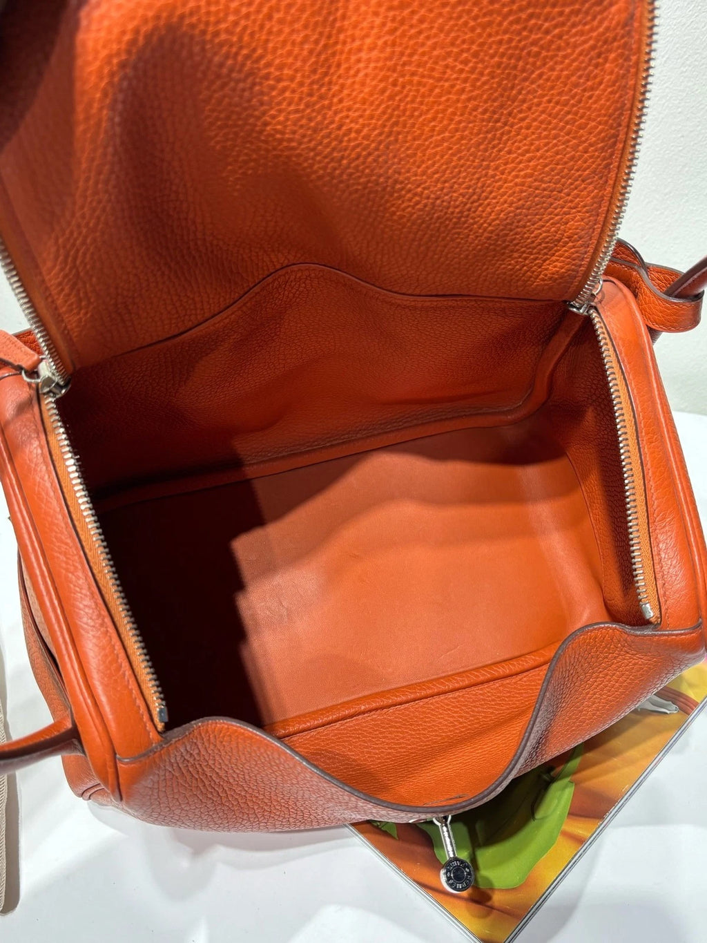 Hermes Lindy 30 Orange Leather Shoulder Handbag For Women
