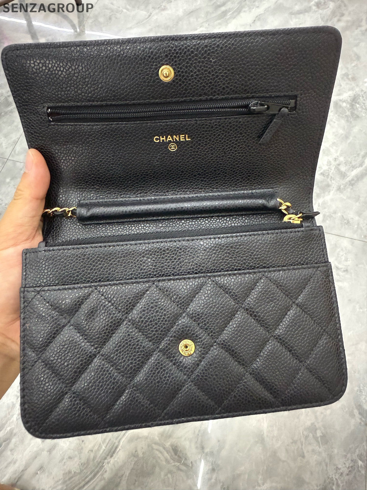 Chanel Black Gold WOC Chain Shoulder Crossbody Bag Classic Fashion Women