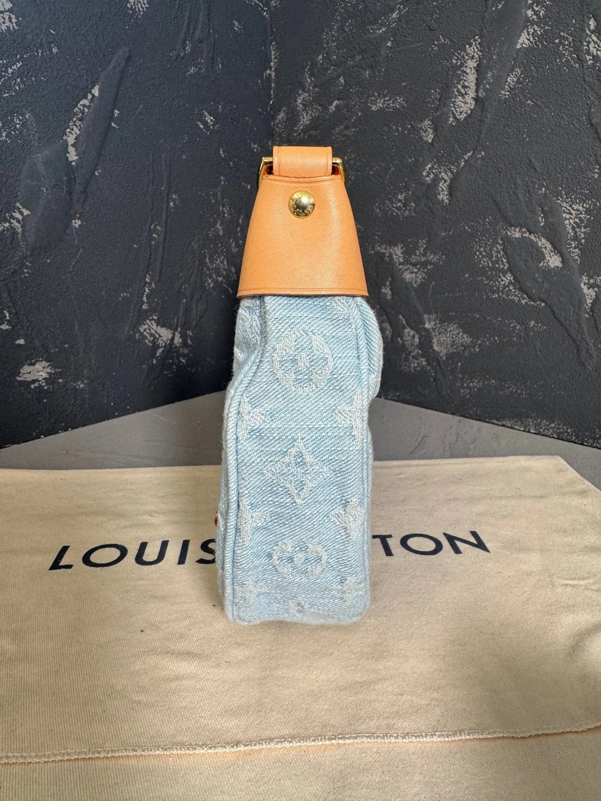 Louis Vuitton Denim Loop Moon Shoulder Bag For Women Light Blue