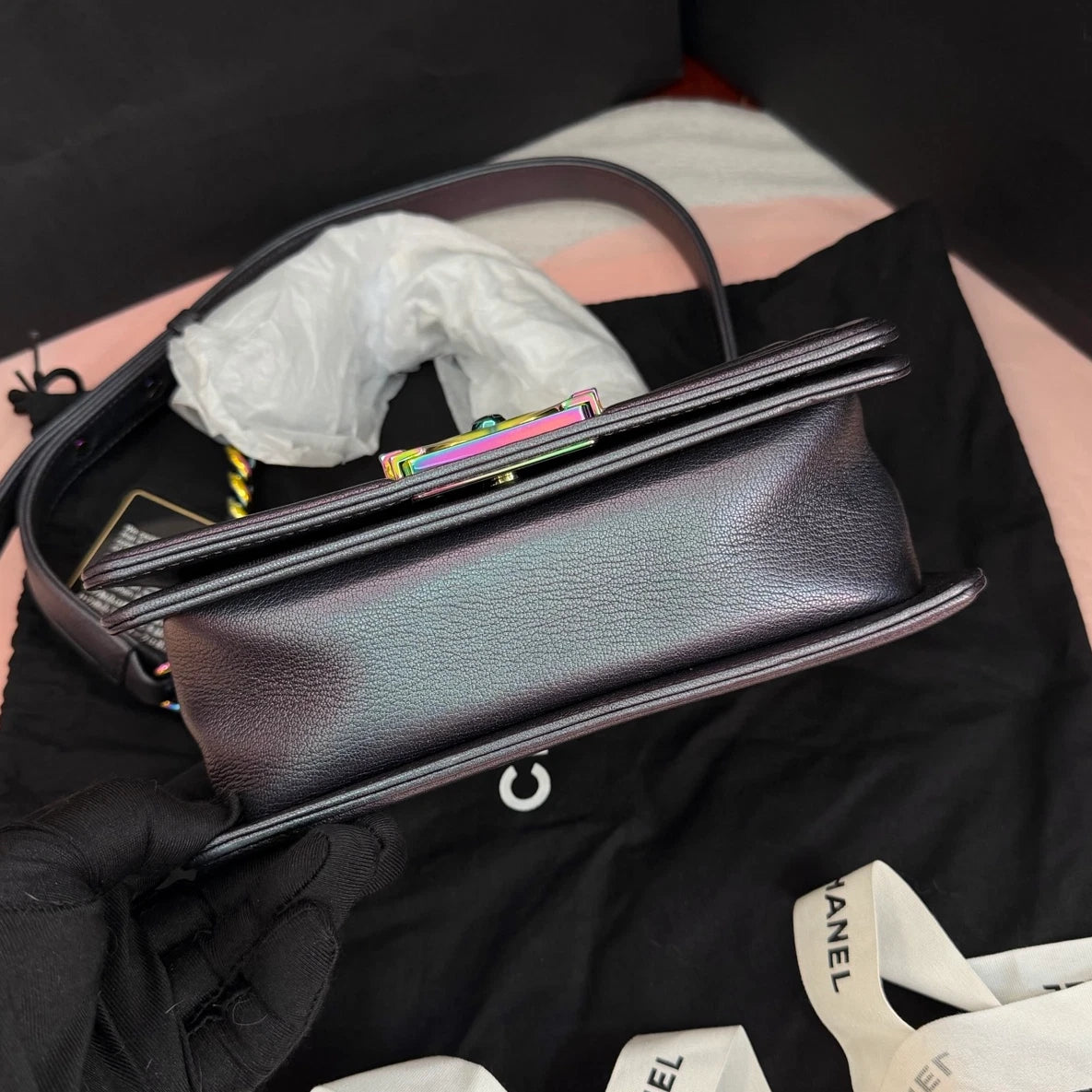Chanel Leboy Iridescent Mermaid PM Shoulder Bag Black Women Classic Designer