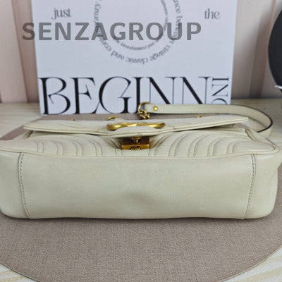Gucci Marmont 26 White Gold Chain Shoulder Crossbody Bag For Women