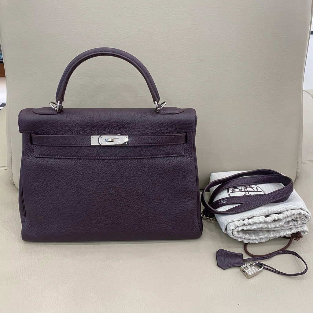 Hermes Kelly32 Purple Togo Leather Handbag For Women
