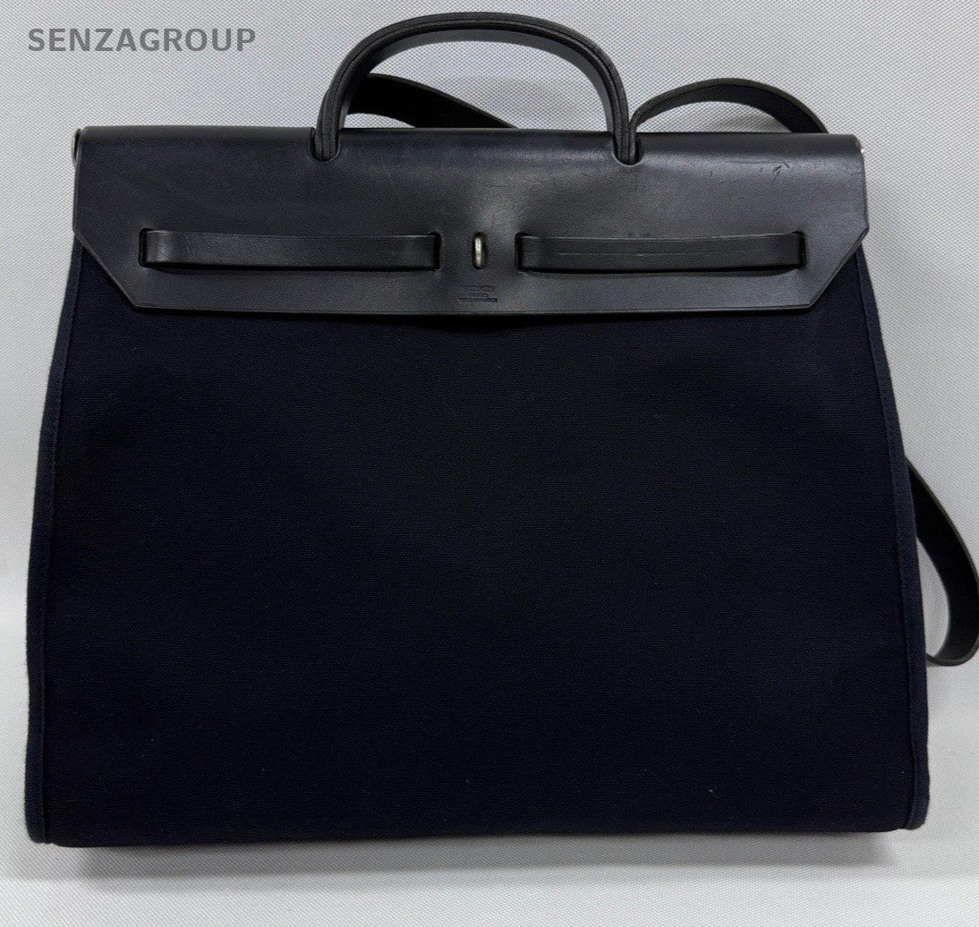 Hermes herbag 39 vtg Canvas Top Handle Shoulder Bag Black Unisex Adults