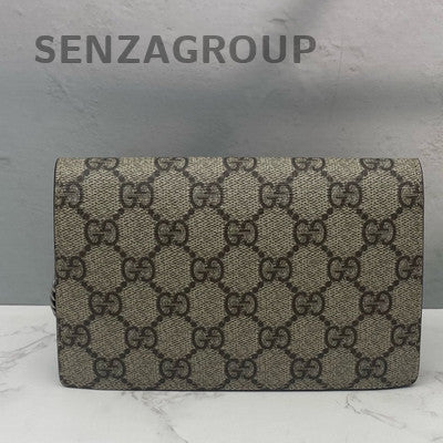 Gucci Dionysus Mini Chain Bag Brown Suede GG Supreme Silver Hardware