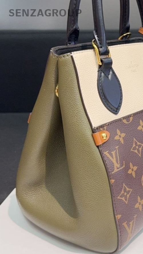 Louis Vuitton Fold Tote Monogram PM Top Handle Bag Crossbody Brown Women Classic