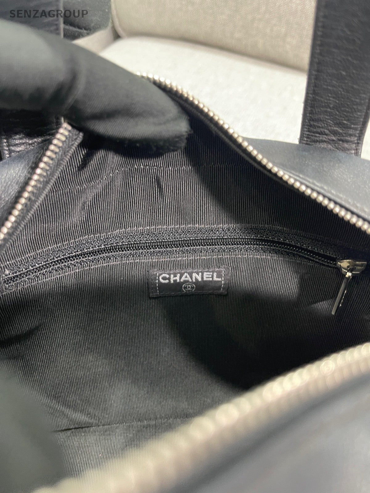 CHANEL Vintage Diamond Pattern Top Handle Handbag Black Classic Women
