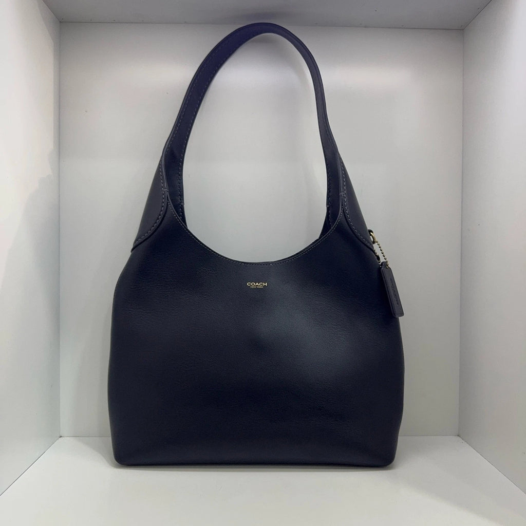 Coach Leather Brooklyn 28 Logo Hobo Shoulder Handbag For Women Black