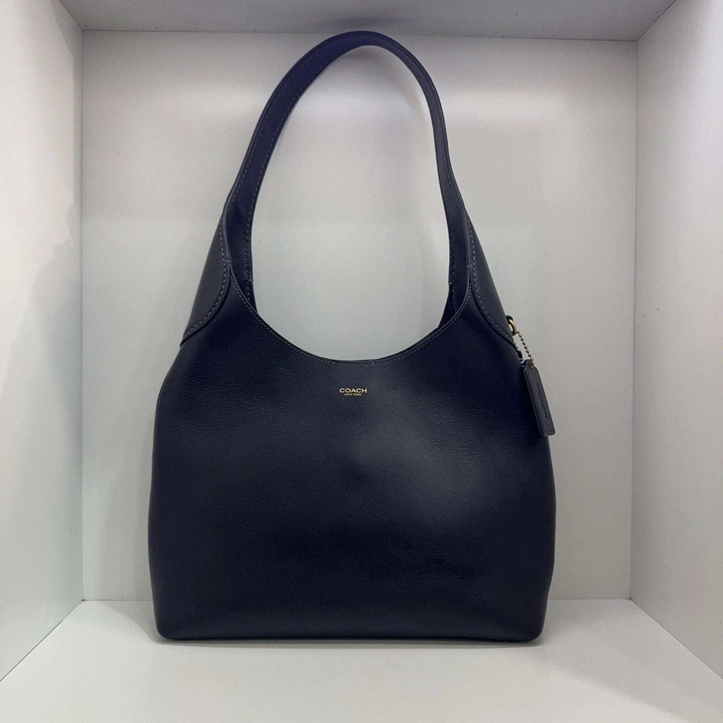 Coach Leather Brooklyn 28 Logo Hobo Shoulder Handbag For Women Black