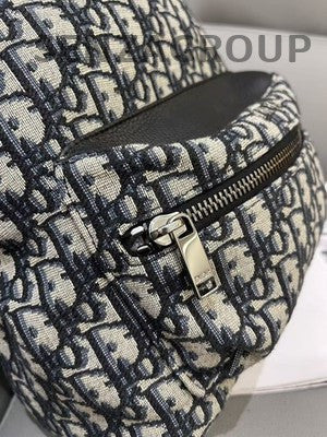 Dior Oblique Backpack Black White Unisex Classic Fashion