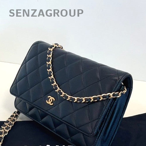 CHANEL Quilted Lambskin Crossbody Shoulder Bag Women Black