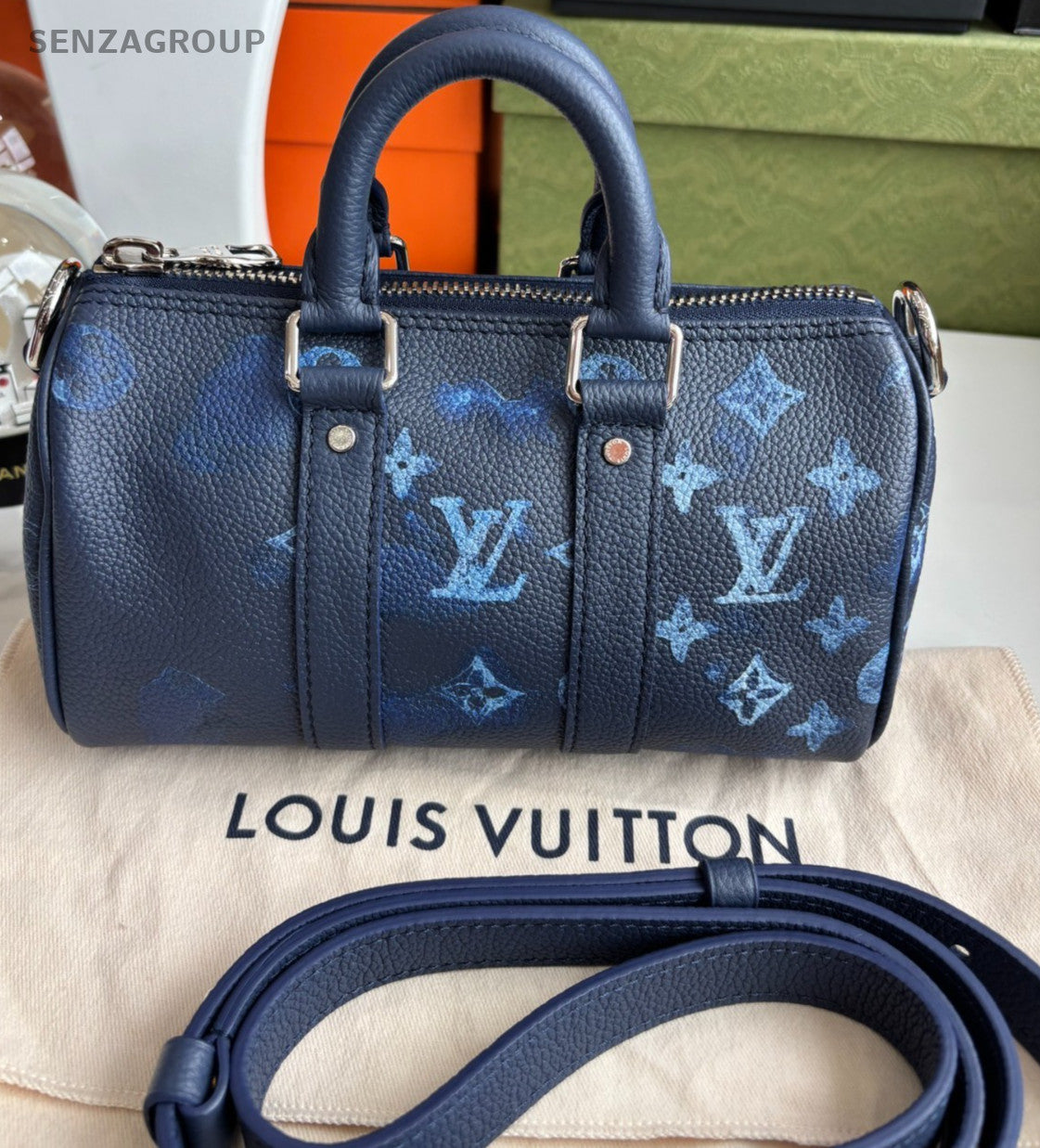 Louis Vuitton Navy Blue Keep All XS 2WAY Crossbody Handbag Almost brand NEW