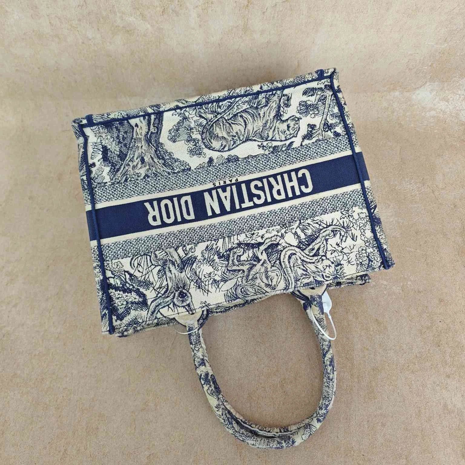 Dior Embroidered Canvas Medium Book Tote Handbag For Women