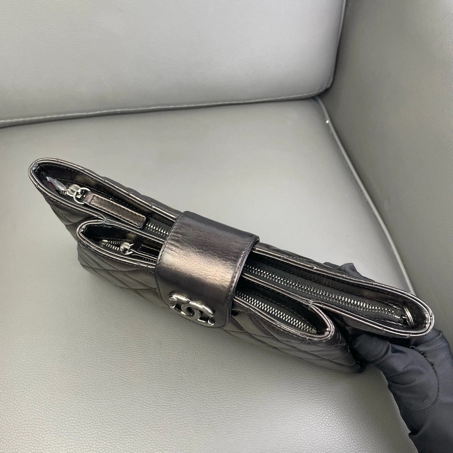 Chanel Quilted Chocolate Brown Leather Envelope Clutch For Women