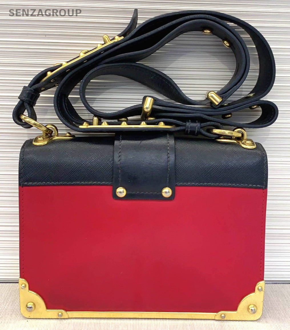 PRADA Cahier Box Shoulder bag Women Crossbody Back Red