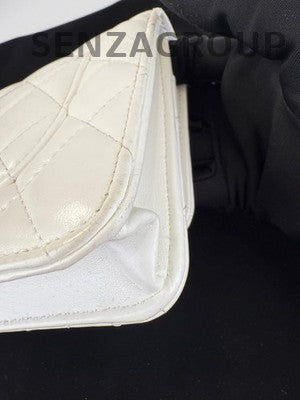 Chanel WOC Quilted Chain Shoulder Crossbody Bag White Gold Classic