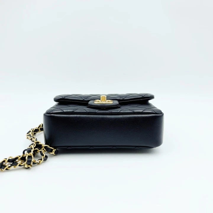 Chanel Black Gold Pearl Chain Mini Crossbody Bag For Women