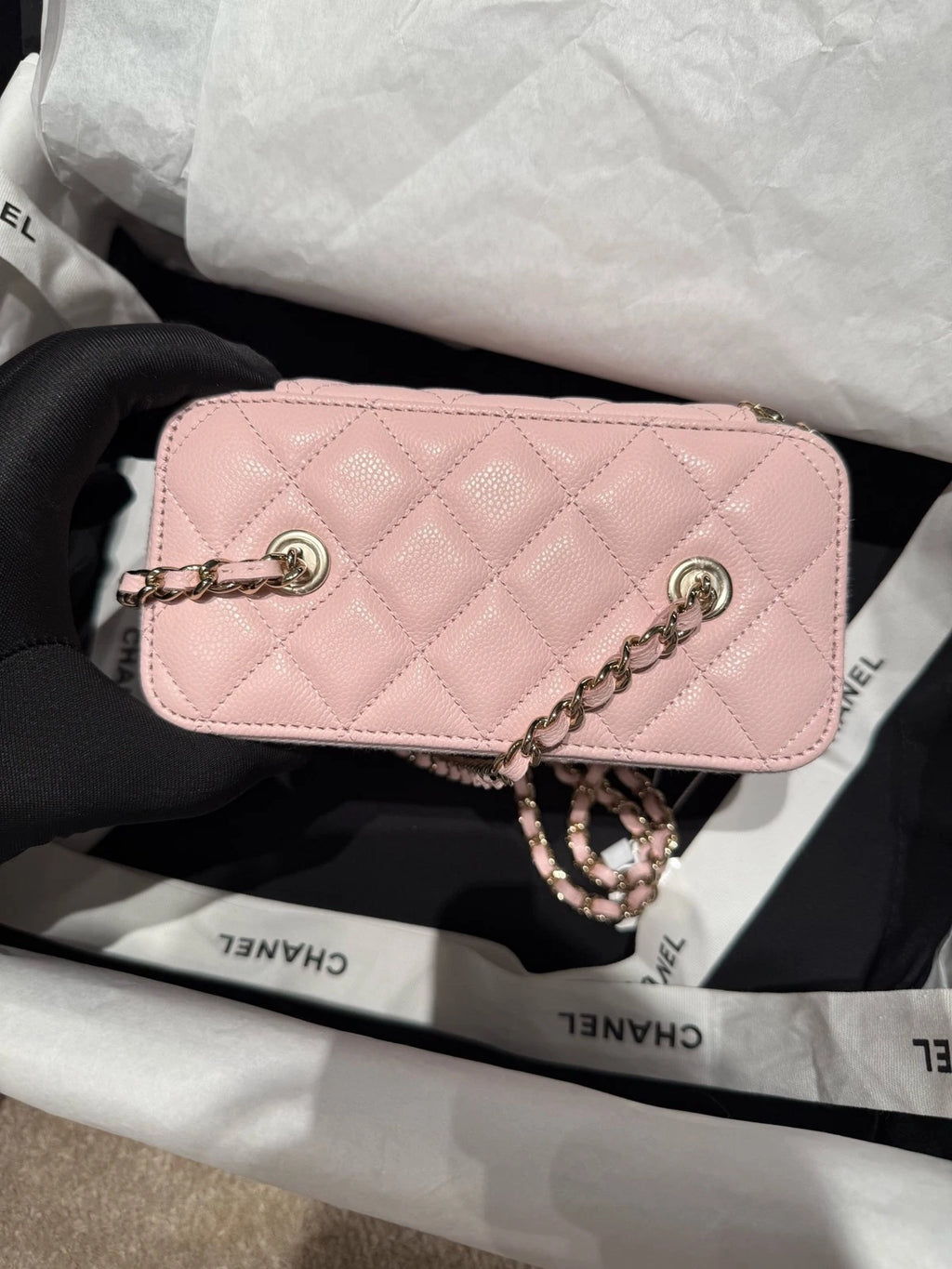 NEW CHANEL Sakura Pink Long Box Crossbody Bag For Women