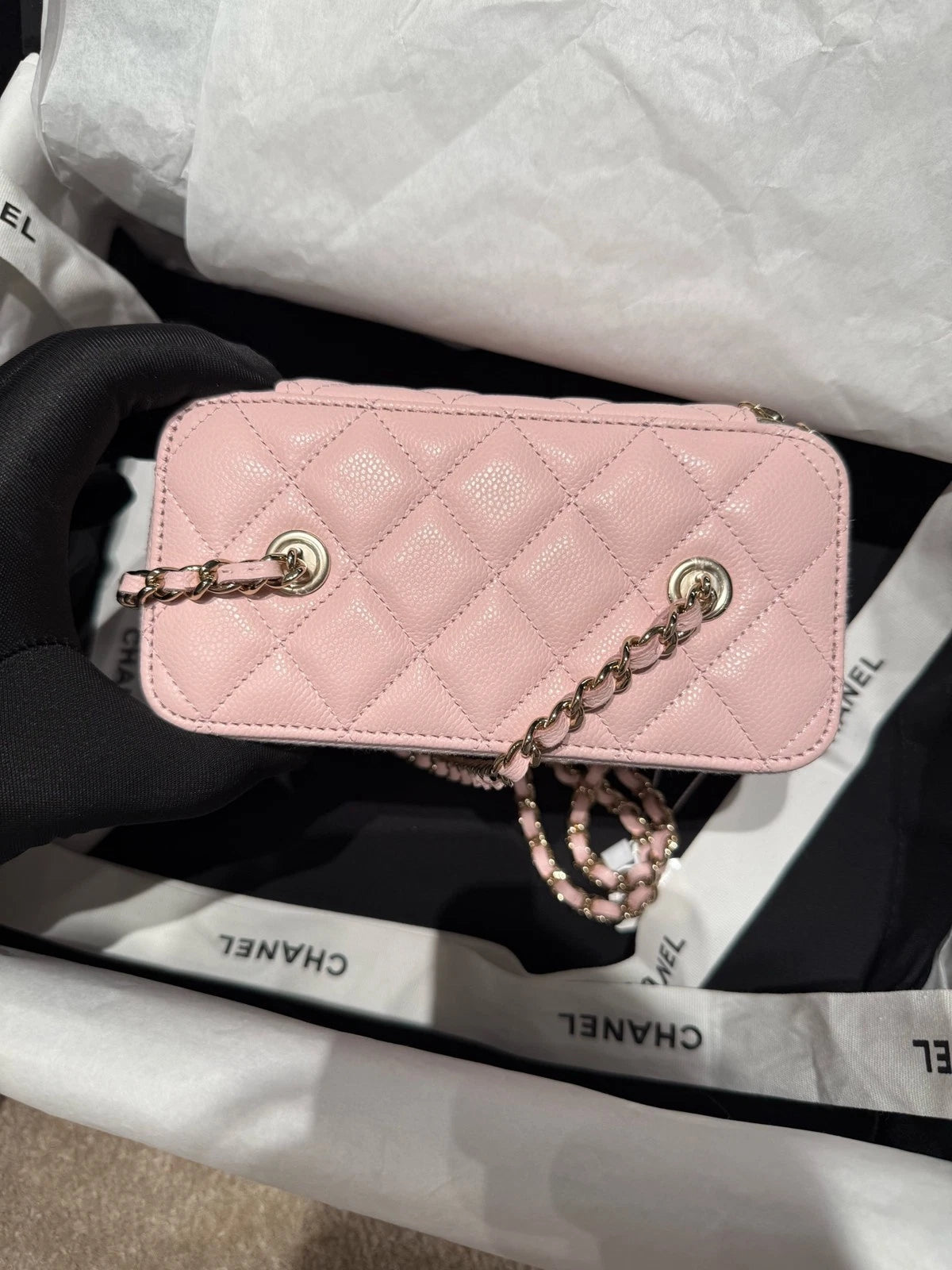 NEW CHANEL Sakura Pink Long Box Crossbody Bag For Women