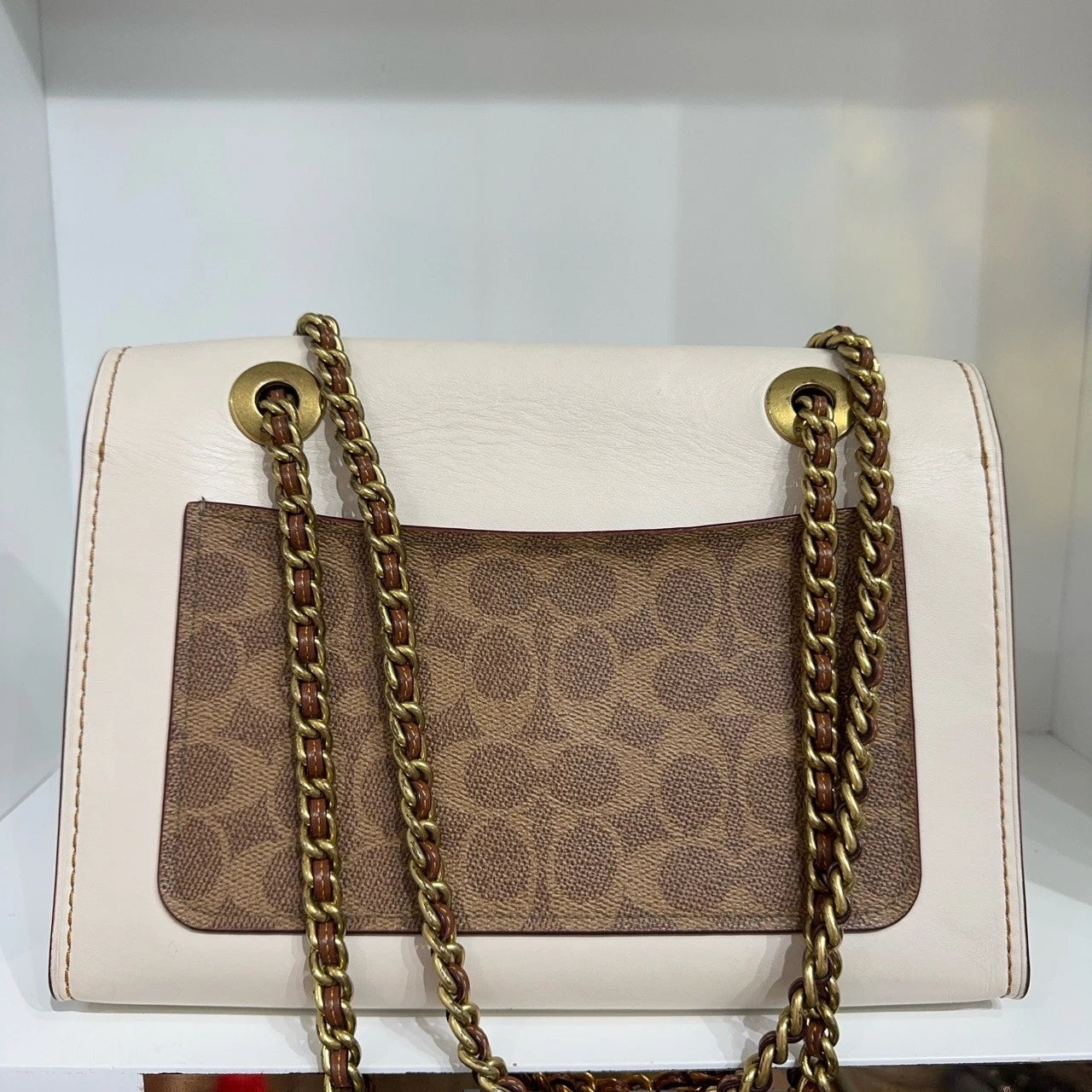 COACH Parker 26 Monogram Canvas Leather Shoulder Crossbody Handbag Women