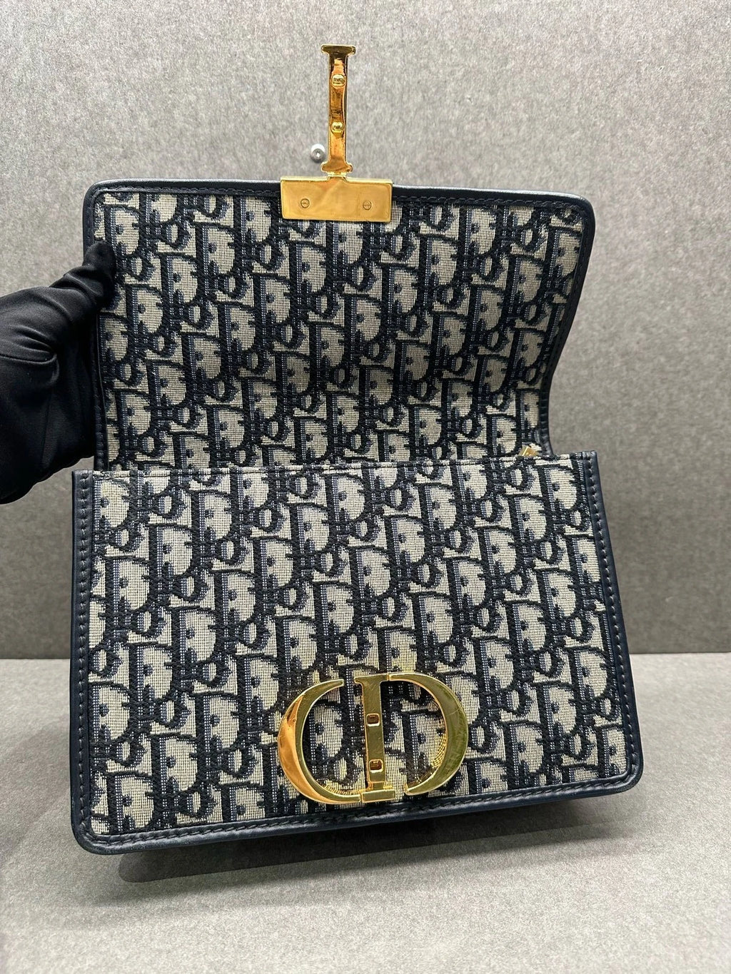 Dior Montaigne 30 Monogram Canvas Leather Strap Shoulder Crossbody Women