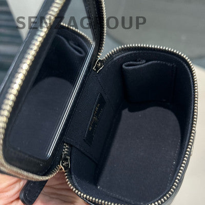 Chanel 22P Pearl Chain Shoulder Crossbody Bag Black Gold Quilted