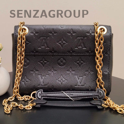 Louis Vuitton Monogram Chain Shoulder Crossbody Bag Black Gold Women's Classic