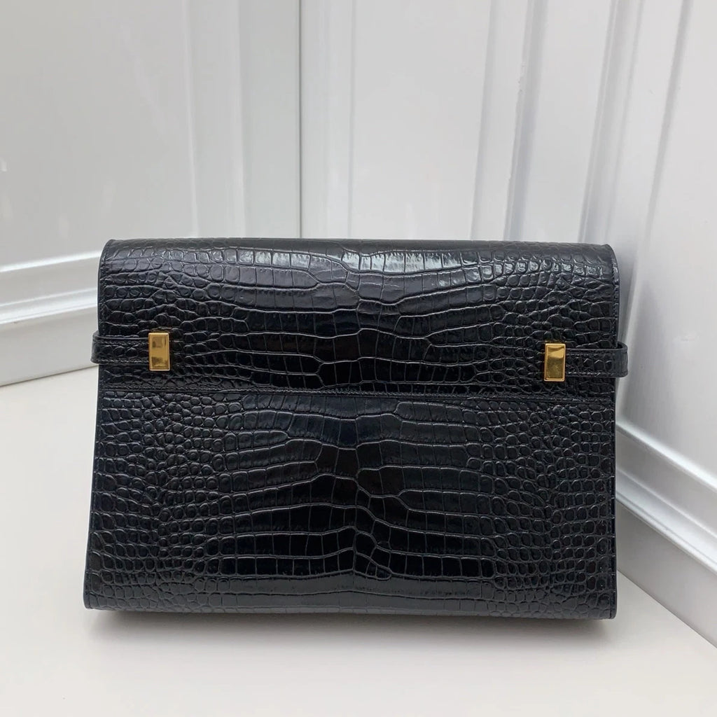 Saint Laurent Manhattan Black Shoulder Crossbody Bag Gold Hardware Women