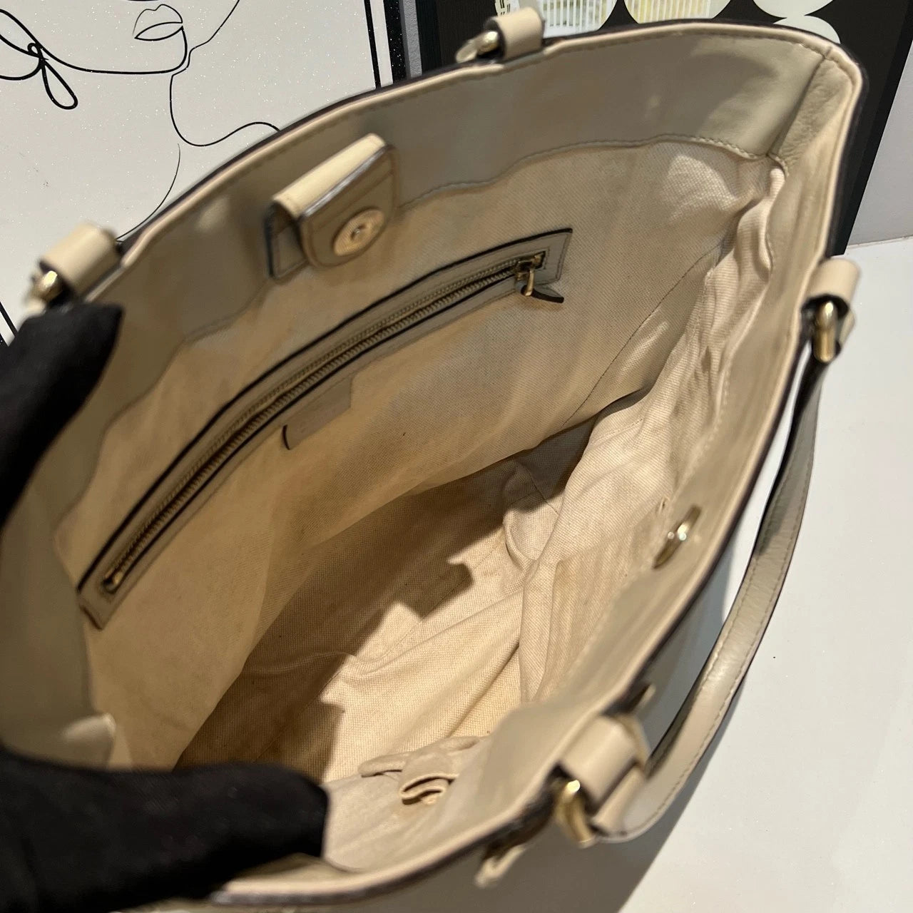 Gucci White Printed Leather Tote Shoulder Handbag for Women