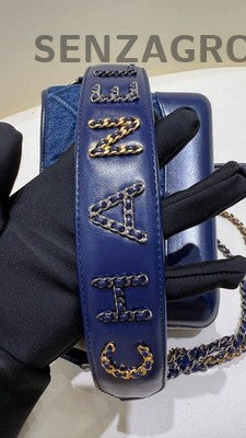 Chanel Denim Blue Gold Chain Shoulder Bag Women Fashion