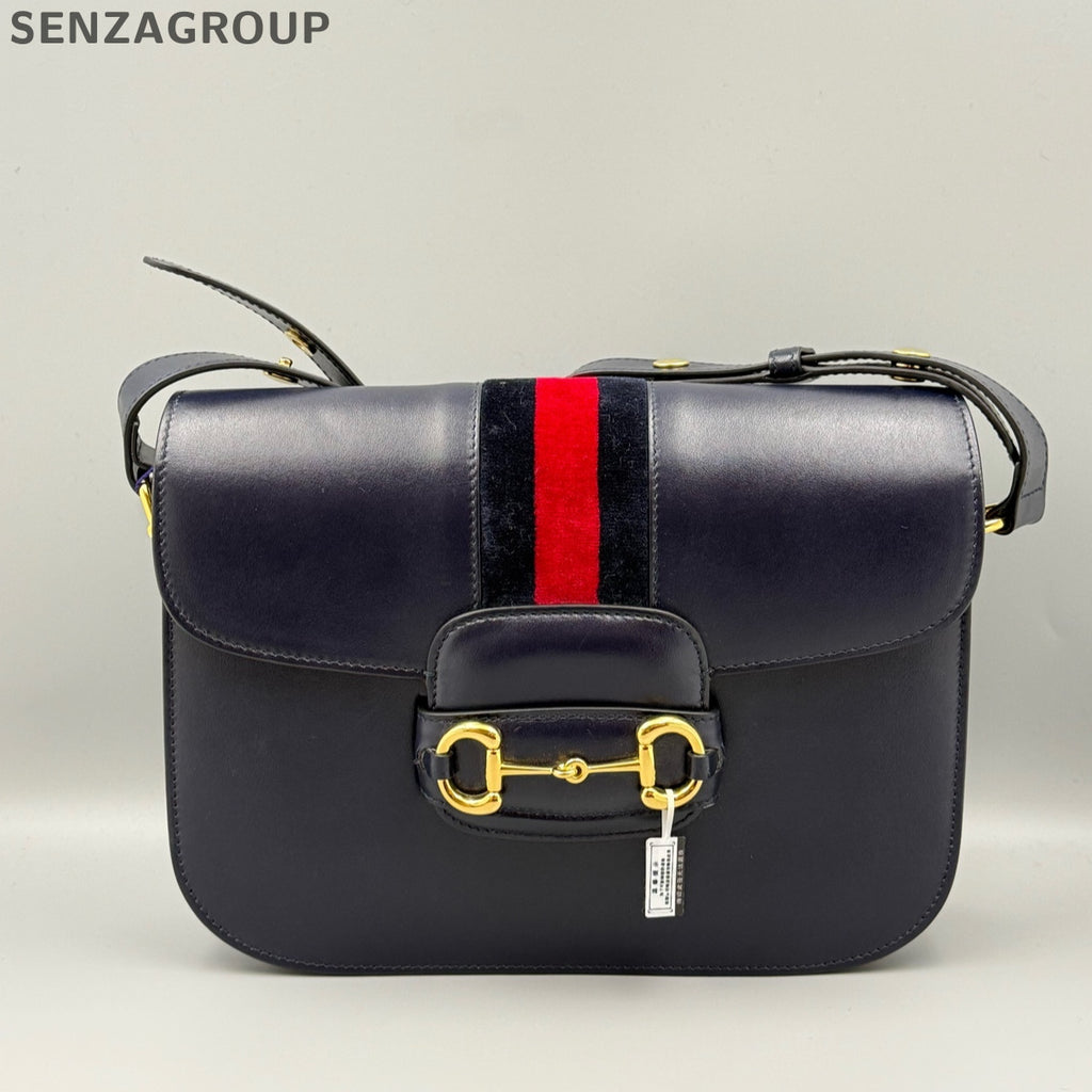 Gucci 1955 Shoulder Crossbody Bag Black Gold Classic Women's